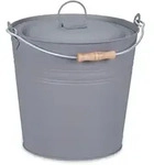 Relaxdays Ascheeimer mit Deckel, 12 Liter, Aschetonne mit Tragegriff, f&uuml;r...