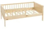 ML-Design Kinderbett 70x140 cm Natur, Holzbett mit Lattenrost & Rausfallschutz,