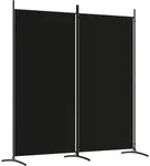 vidaXL 2-tlg. Paravent Schwarz 175x180 cm Stoff