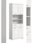 Ebuy24 Scout Hochschrank Bad 4 T&uuml;ren, 1 Schublade, 2 Regale Wei&szlig; hochglanz, wei&szlig;.