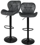 ML-Design Barhocker 2er Set Grau Samtbezug mit R&uuml;ckenlehne und Fu&szlig;st&uuml;tze
