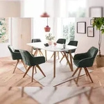 SalesFever Essgruppe 180x90 cm | 5 tlg | Eiche Massivholz | Wei&szlig;