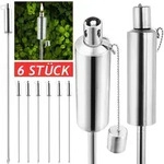 GARDEBRUK&reg; Gartenfackel &Ouml;l 6er Set 330ml Edelstahl Rostfrei 115cm Hoch Fackeln