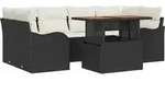vidaXL Garten-Sofa-Set mit Kissen 7 pcs Schwarz und Creme