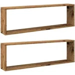 vidaXL W&uuml;rfel-Wandregale 2 Stk. Altholz-Optik 100x15x30 Holzwerkstoff