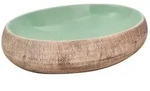 vidaXL Aufsatzwaschbecken Gr&uuml;n und Braun Oval 59x40x15 cm Keramik