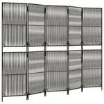 vidaXL Paravent 5-tlg. Grau Poly Rattan