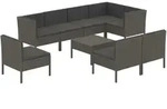 vidaXL 9-tlg. Garten-Lounge-Set mit Auflagen Poly Rattan Grau