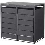ML-Design M&uuml;lltonnenbox 2er Anthrazit, wetterfest, aus Stahl, mit Klappdeckel,...