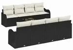 vidaXL Garten-Sofa-Set mit Kissen mit Speicher 9 pcs Schwarz und Creme