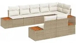 vidaXL Garten-Sofa-Set mit Kissen 8 pcs Beige und Creme Poly Rattan