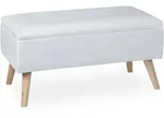 Relaxdays Sitzbank mit Stauraum, Samtbezug, 40 L, gepolstert, Holzbeine, Flur, 2er