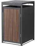 ML-Design M&uuml;lltonnenbox 1er, Anthrazit-Holzoptik, Stahl, wetterfest &ndash;...