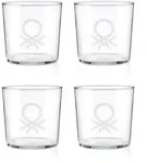 Benetton - Set mit 4 Wassergl&auml;sern, 0,345 l, kristallklares Logo