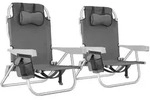 tectake 2 pcs Strandstuhl Coral, klappbar, Aluminiumgestell, wasserabweisend,