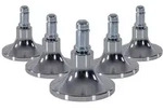 5x Bodengleiter Stand C Stift 11mm / 65mm Standf&uuml;&szlig;e (5er Pack) Alu verchromt...