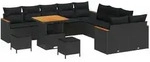 vidaXL Garten-Sofa-Set mit Kissen 13 pcs Schwarz Poly Rattan