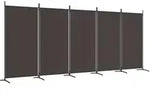 vidaXL 5-tlg. Paravent Braun 433x180 cm Stoff