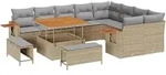 vidaXL 12-teiliges Garten Sofa Set mit Kissen Beige Poly Rattan