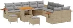 vidaXL 13-teiliges Garten Sofa Set mit Kissen Beige Poly Rattan Akazie
