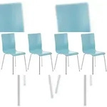 CLP 4er Set Wartezimmerstuhl PEPE Holz HBT: 87x43x47 cm hellblau