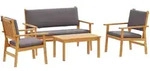 vidaXL Garten-Sofa-Set mit Kissen 4 pcs Braun Massivholz Akazie