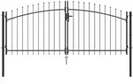 vidaXL Gartentor mit Spear Top, doppelt schwingend, grau, 100 x 300 cm aus Stahl
