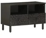 vidaXL TV-Schrank Schwarz 70x33x46 cm Massivholz Mango