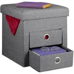 Relaxdays Sitzhocker mit Stauraum, 2 Schubladen, Griffe, faltbar, gepolstert,...