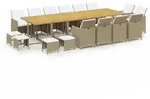 vidaXL 17-tlg. Garten-Essgruppe mit Kissen Poly Rattan Beige