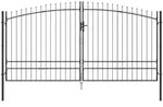 vidaXL Gartentor mit Spitzen, doppelt schwenkbar, Grau 200x400 cm aus Stahl