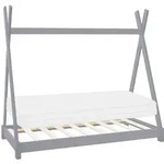 ML-Design Kinderbett Tipi 80x160 cm Hellgrau mit Matratze & Lattenrost, Indianer Bett