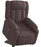 vidaXL Elektrischer Massagesessel mit Aufstehhilfe Dunkelbraun Stoff