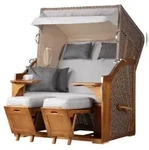Mr. Deko Strandkorb Komplettset - bene living - Schleswig Pinie - PE mokka -...