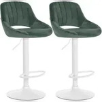 CLP 2er Set Barhocker Milet Samt Samt HBT: 85x47x48 cm Metall matt weiss gr&uuml;n