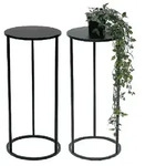 2x DanDiBo Blumenhocker Metall Schwarz Rund 60 cm Blumenst&auml;nder Beistelltisch...