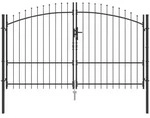 vidaXL Gartentor mit Spear Top Doppel-Schwingt&uuml;r Grau 175x300 cm aus Stahl