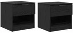 vidaXL Bettschrank 2 Stk. Schwarz Eichen-Optik 40 x 39 x 40 cm