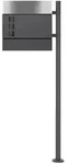 ECD Germany Standbriefkasten Anthrazit Edelstahl freistehend, mit Zeitungsfach,