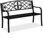 Relaxdays Gartenbank, Fleur de Lis Motiv, 2-Sitzer, Stahl, Garten und Terrasse,