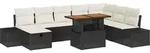 vidaXL Garten-Sofa-Set mit Speicher 9 pcs Schwarz Poly Rattan