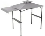 COSTWAY Grillpavillon mit Seitenmarkise, Doppeldach, Seitenablagen, Haken und