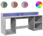 vidaXL LED-Schreibtisch Betongrau 200x55x91 cm Holzwerkstoff