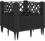 vidaXL Pflanzkasten mit Erdspie&szlig;en Schwarz 43,5x43,5x43,5 cm PP