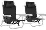 tectake 2 pcs aluminium strandstuhl coral, klappbar, rucksackfunktion,...
