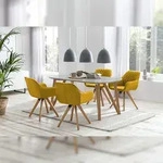 SalesFever Essgruppe 5-tlg. | 180 x 90 cm | Tischplatte grau + Gestell Eiche | 4x