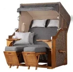 Mr. Deko Strandkorb Komplettset - bene living - Schleswig Pinie - PE mokka -...
