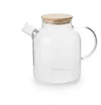 Relaxdays Teekanne Glas, Bambusdeckel, 1,8 Liter, mit Ausgusssieb, Glaskanne...