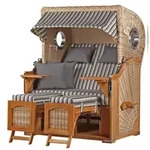 Mr. Deko Strandkorb Komplettset - bene living - Ammersee Teak - PE shell -...