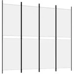 vidaXL 4-tlg. Paravent Wei&szlig; 200x180 cm Stoff